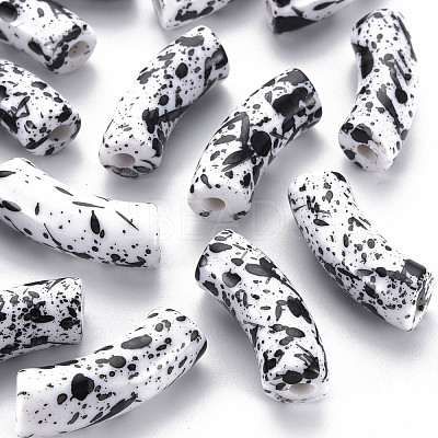 Opaque Spray Painted Acrylic Beads MACR-S372-001F-B04-1