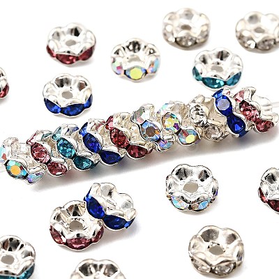 Brass Rhinestone Spacer Beads RB-A014-L7mm-S-1