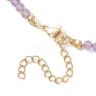 Summer Beach Natural Amethyst Round Beaded Necklaces NJEW-JN05262-03-1