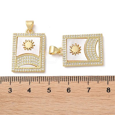 Brass Micro Pave Clear Cubic Zirconia Pendants KK-B083-35C-G-1