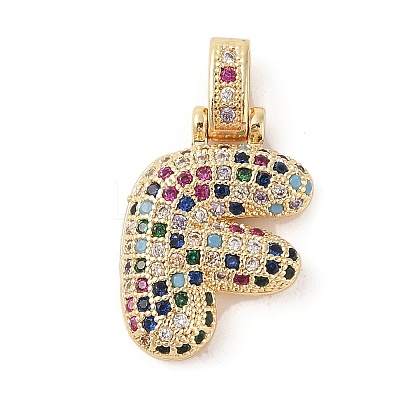 Brass Micro Pave Cubic Zirconia Pendants ZIRC-P121-01G-F-1