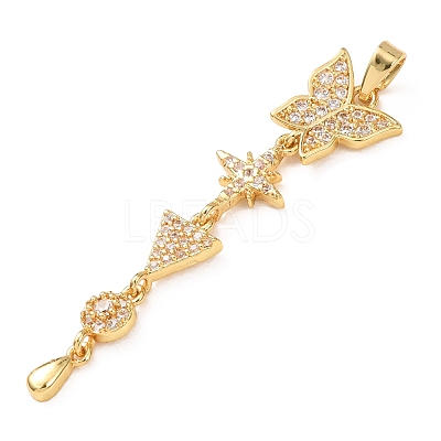 Tassel Brass Micro Pave Clear Cubic Zirconia Pendants KK-L271-01G-07-1