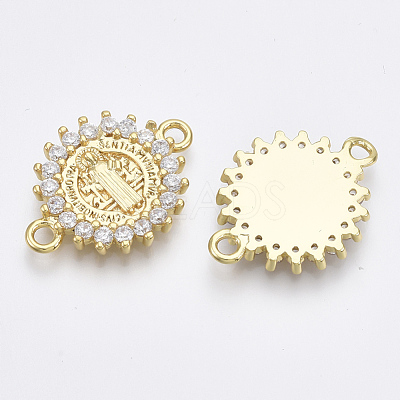 Brass Micro Pave Cubic Zirconia Links Connectors ZIRC-T005-035B-G-1