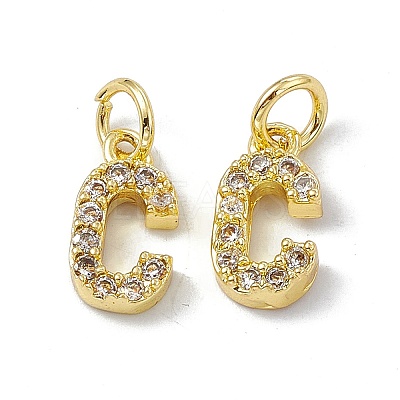 Real 18K Gold Plated Brass Micro Pave Clear Cubic Zirconia Charms KK-E068-VB452-C-1