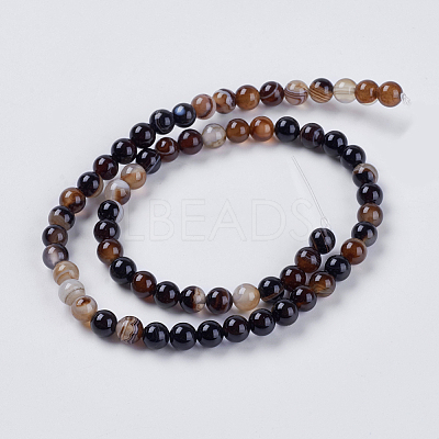 Round Dyed Natural Striped Agate/Banded Agate Beads Strands G-G582-6mm-04-1