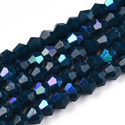Opaque Solid Color Electroplate Glass Beads Strands EGLA-A039-P2mm-L09-1