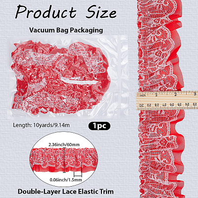 10 Yards Polyester Lace Ribbon OCOR-GF0006-25A-1
