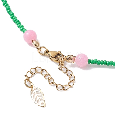 Glass Seed Pendant Necklaces for Women NJEW-MZ00031-04-1