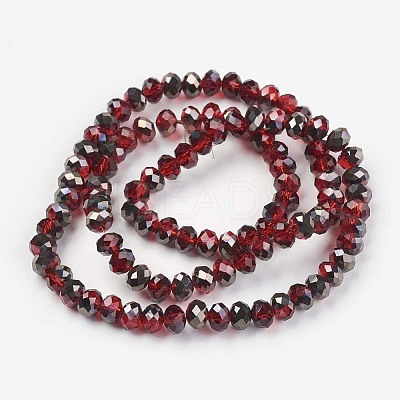 Electroplate Transparent Glass Beads Strands EGLA-A034-T8mm-P06-1