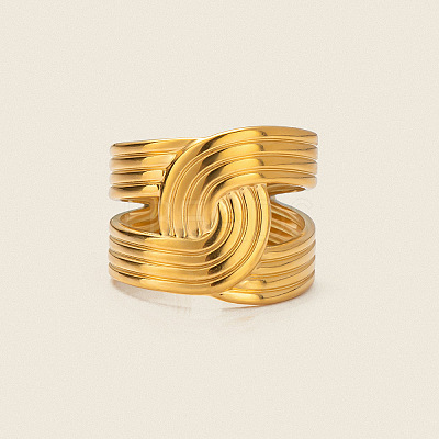 Adjustable 304 Stainless Steel Open Cuff Rings for Women NR2128-1