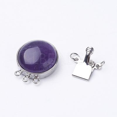 Natural Amethyst Box Clasps G-E427-06P-1