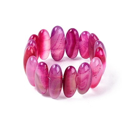 Oval Natural Agate Beaded Stretch Bracelets for Women Men G-Q601-23F-1