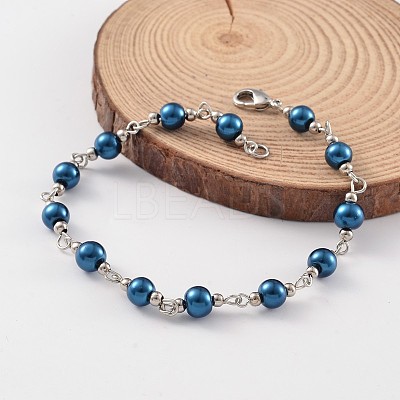 Glass Pearl Beads Anklets AJEW-AN00132-1
