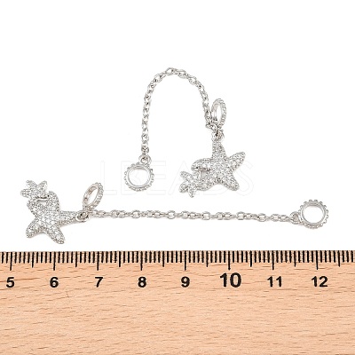Double Starfish Brass Micro Pave Clear Cubic Zirconia Safety Chains KK-H257-06P-1
