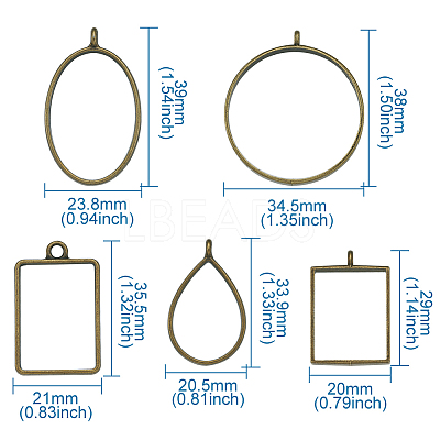 Alloy Open Back Bezel Big Pendants PALLOY-TA0001-26AB-1