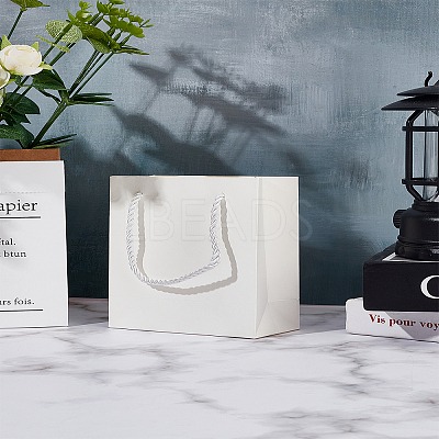 Blank Paper Packaging Bags with Polyester Handles ABAG-WH0063-082-1
