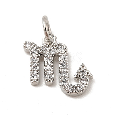 Brass Micro Pave Cubic Zirconia Charms KK-E077-02P-10-1