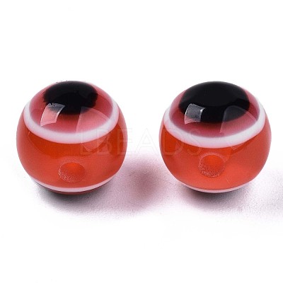 Round Evil Eye Resin Beads RESI-R159-6mm-05-1