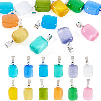 12Pcs 12 Colors Cat Eye Pendants CE-TA0001-04-1