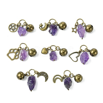 Natural Amethyst Pet Collar Charms HJEW-PH01731-1