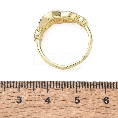 Adjustable Brass & Clear Cubic Zirconia Finger Rings with Interwoven Design CU-CBA7E55-06G-1