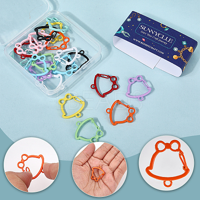 20Pcs 10 Colors Zinc Alloy Baking Paint Bell Shape Keychain Clasps FIND-SC0017-44-1