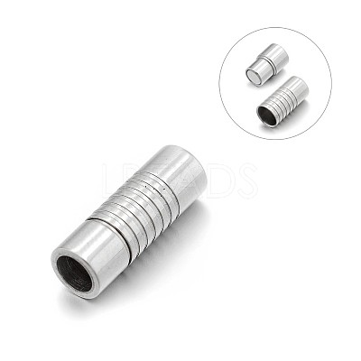 Tarnish Resistant Smooth 304 Stainless Steel Column Magnetic Clasps with Glue-in Ends STAS-E089-33A-1