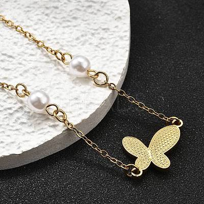 304 Stainless Steel Butterfly Link Bracelets BJEW-C098-01D-G-1