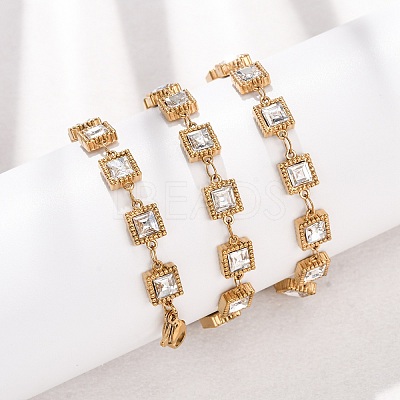 304 Stainless Steel Glass Link Chain Necklaces SA-CBA725A-25C-G-1