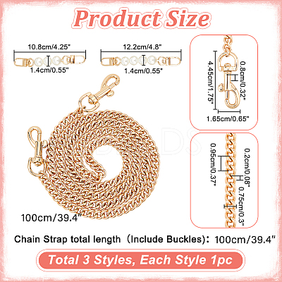 3Pcs 3 Style Plastic Imitation Pearl & Iron Curb Chain Bag Handles DIY-WR0002-71A-1