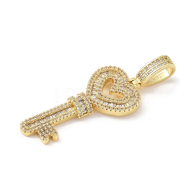 Brass Micro Pave Clear Cubic Zirconia Pendants KK-B141-04G-03-1