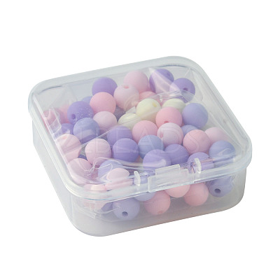 70Pcs Rubberized Style Acrylic Beads MACR-FS0001-71C-1