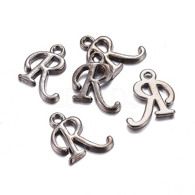 Gunmetal Plated Alloy Letter Pendants LS-PALLOY-J718-01B-R-1