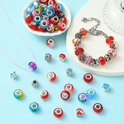 DIY Glass & Resin & Alloy Enamel European Beads Jewelry Making Finding Kit DIY-YW0009-01-1