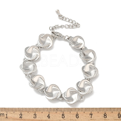 Brass Flat Round Links Bracelets for Women KK-B124-11P-1