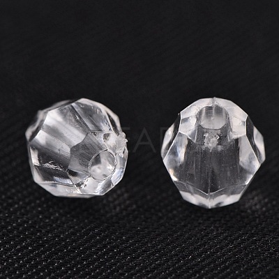 Round Shaped Transparent Acrylic Faceted Beads X-DB6mmC01-1