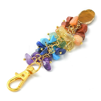 Chakra Gemstone Chips Pendant Decorations HJEW-JM01201-1