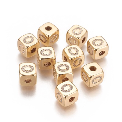 Brass Micro Pave Cubic Zirconia Beads KK-K238-16G-O-1