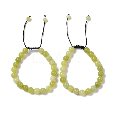 8mm Round Natural Lemon Jade Braided Bead Bracelets BJEW-C067-01B-02-1