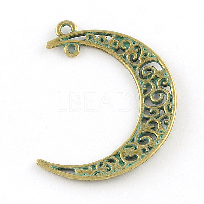 Moon Zinc Alloy Hollow  2-Loop Link Pendants X-PALLOY-R065-088-FF-1
