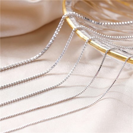 925 Sterling Silver Box Chain Necklaces with Spring Ring Clasp STER-BB71251-C-1