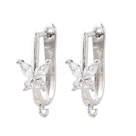 Brass Micro Pave Cubic Zirconia Hoop Earring Findings CU-CBAB5B4-05P-1