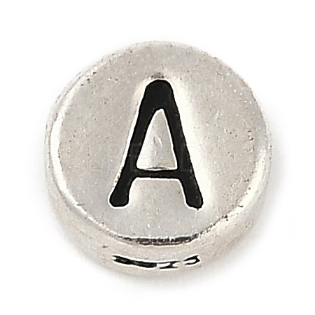 925 Sterling Silver Flat Round with Letter Beads LS-STER-G044-01AS-A-1