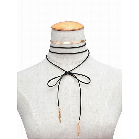 Wool Cord Choker Layered Necklaces NJEW-N0065-010B-1