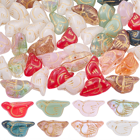 50Pcs Baking Paint and Golden Metal Enlaced Glass Beads DGLA-SC0001-05-1