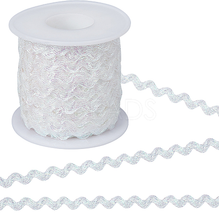 Gorgecraft 2 Rolls Polyester Glitter Wavy Fringe Trim Ribbon OCOR-GF0003-50C-1