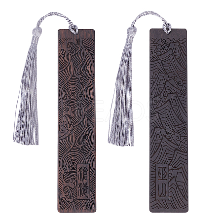 2Pcs 2 Style Blackwood Bookmarks AJEW-PH0001-76-1