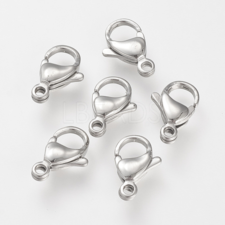 304 Stainless Steel Lobster Claw Clasps STAS-S066-13mm-15-1