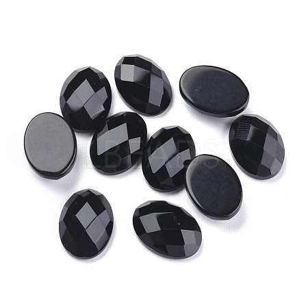 Natural Dyed & Heated Black Agate Cabochons G-G760-A10-1
