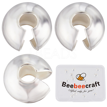 30Pcs 925 Sterling Silver Crimp Beads Covers FIND-BBC0002-98-1